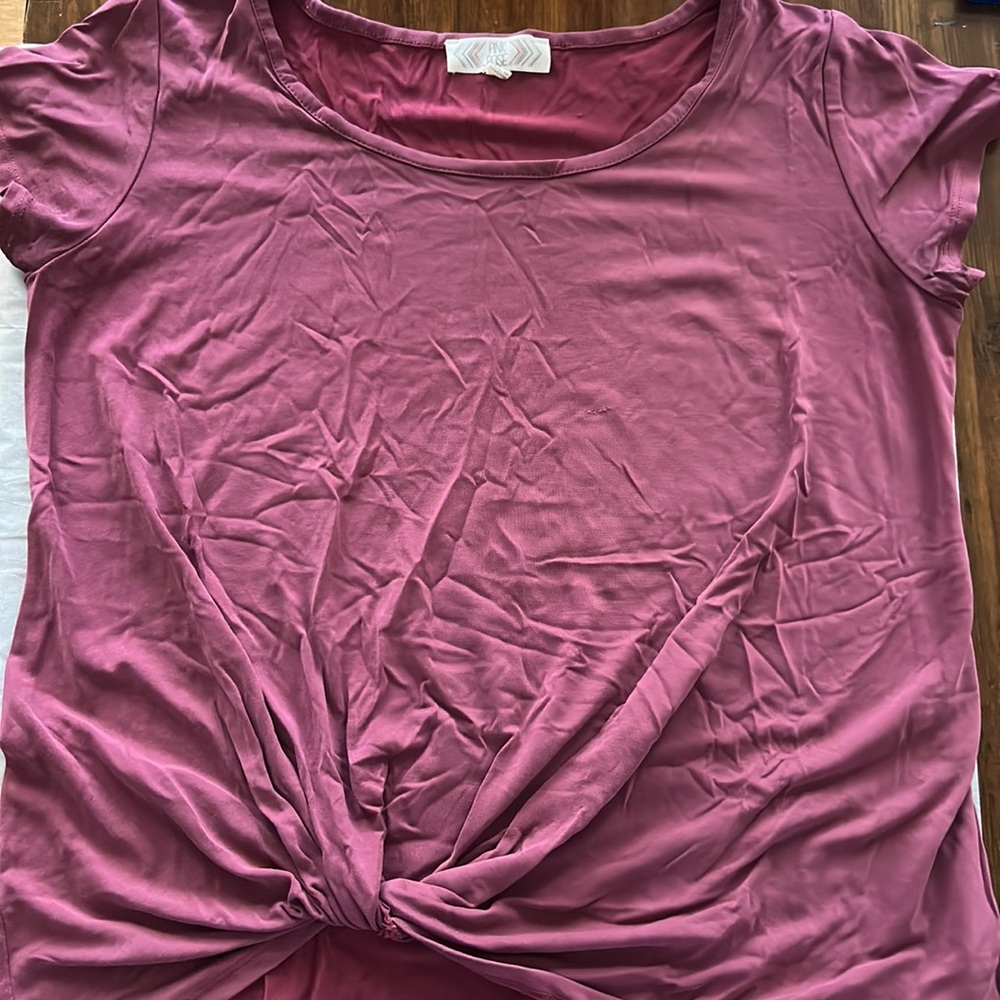 Pink Rose Twisted Burgundy Top